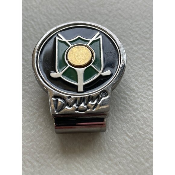 Divvy Golf Ball Marker Clip Green & Black Enamel Gold Finish Lightweight Metal - Picture 4 of 4